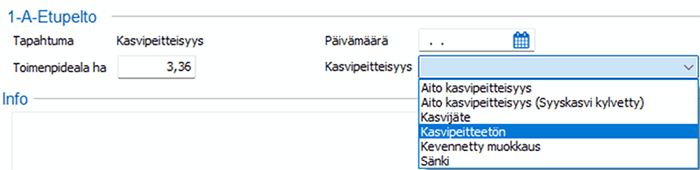 Kasvipeitteisyys valintanäkymä
